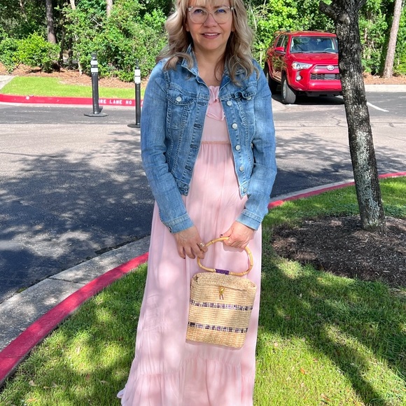 Dress day Pink Ruffled Off-Shoulder Maxi Dress S - Picture 2 of 8